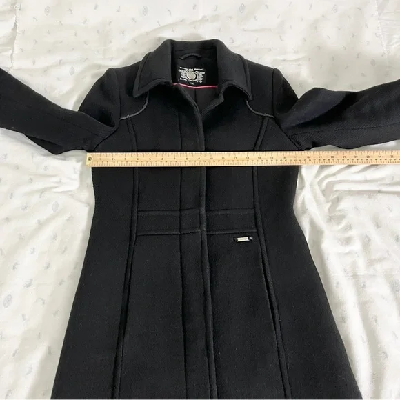 Projek Raw Long Black Wool Blend Coat – Gothic Minimalism, Hidden Buttons, Small - Picture 15 of 16